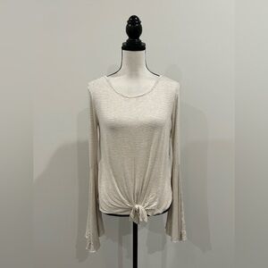 Elan Striped Tie Front Top